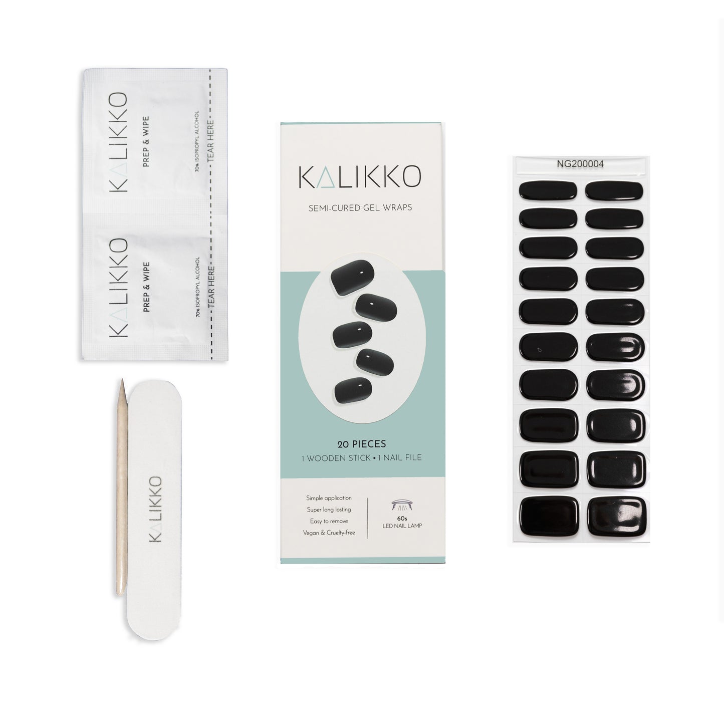 Jet Black | Semi-Cured Gel Nail Wraps