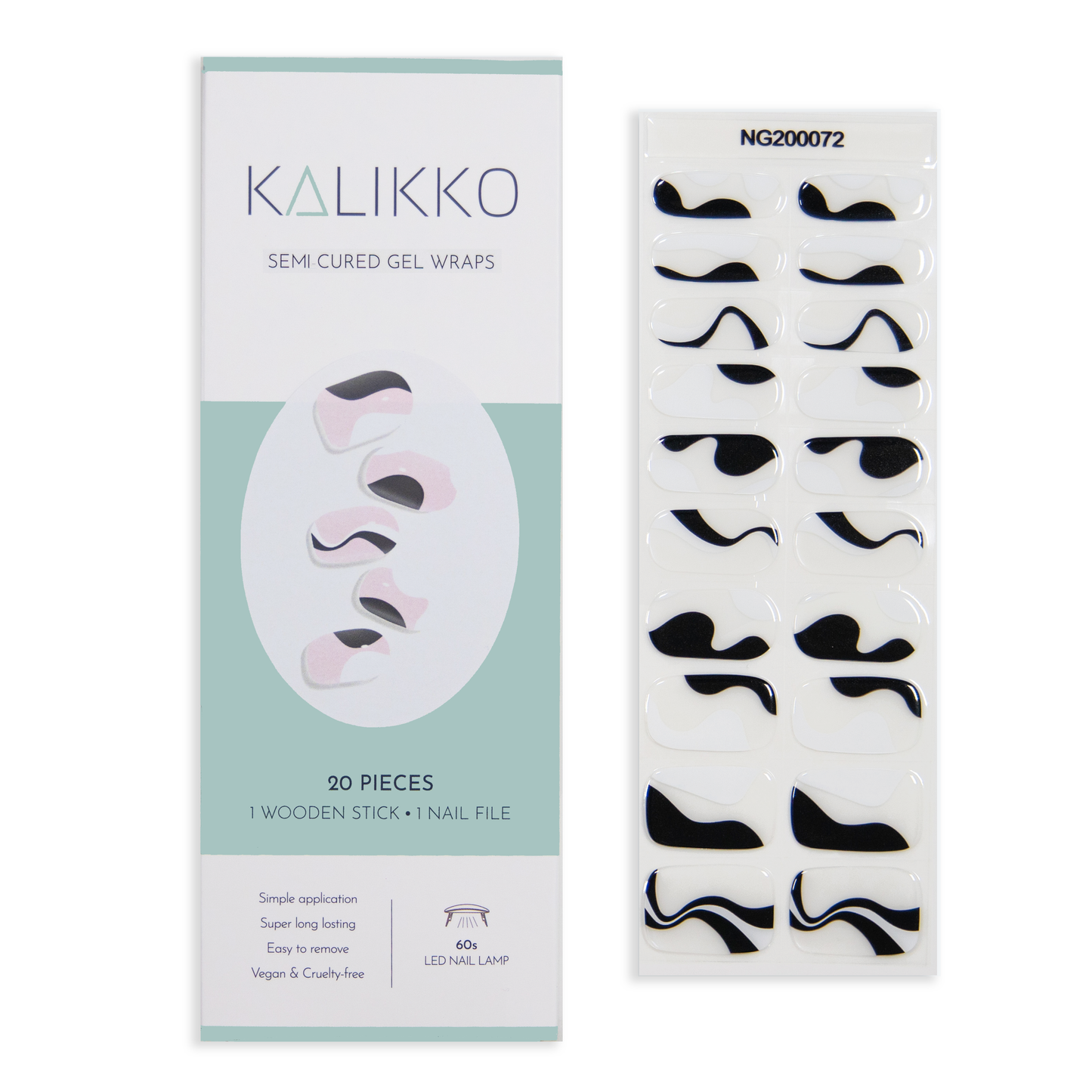 Monochrome Swirl | Semi-Cured Gel Nail Wraps