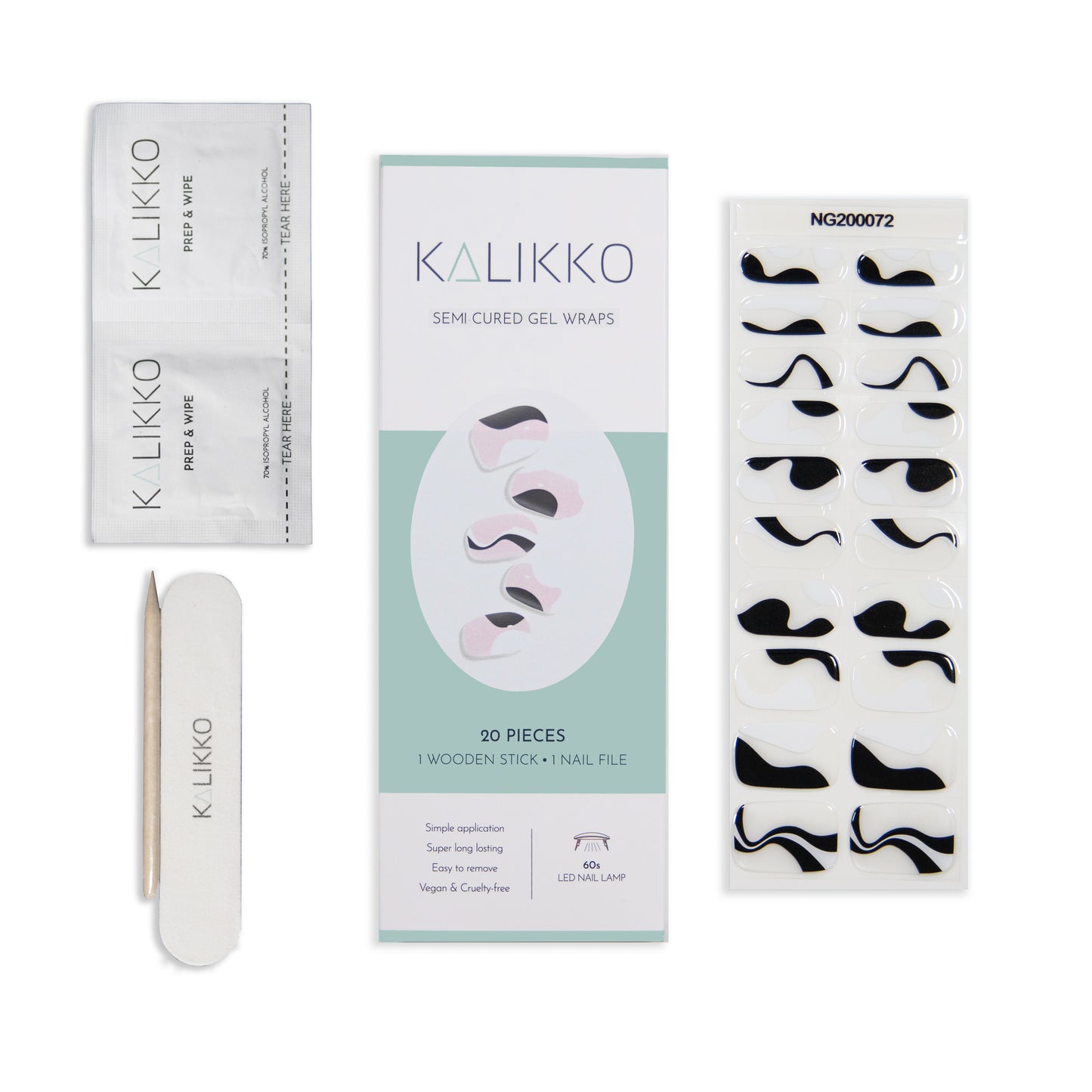 Monochrome Swirl | Semi-Cured Gel Nail Wraps