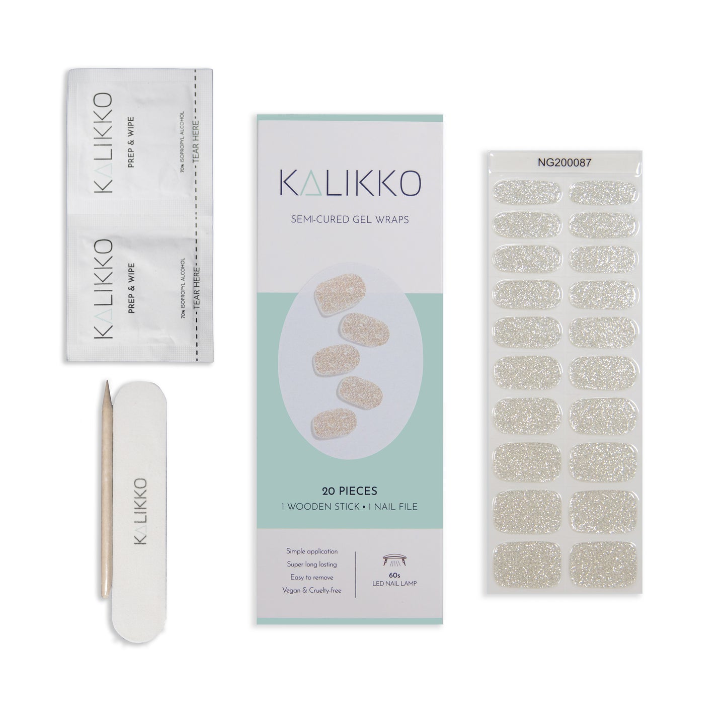 Silver Sparkle | Semi-Cured Gel Nail Wraps