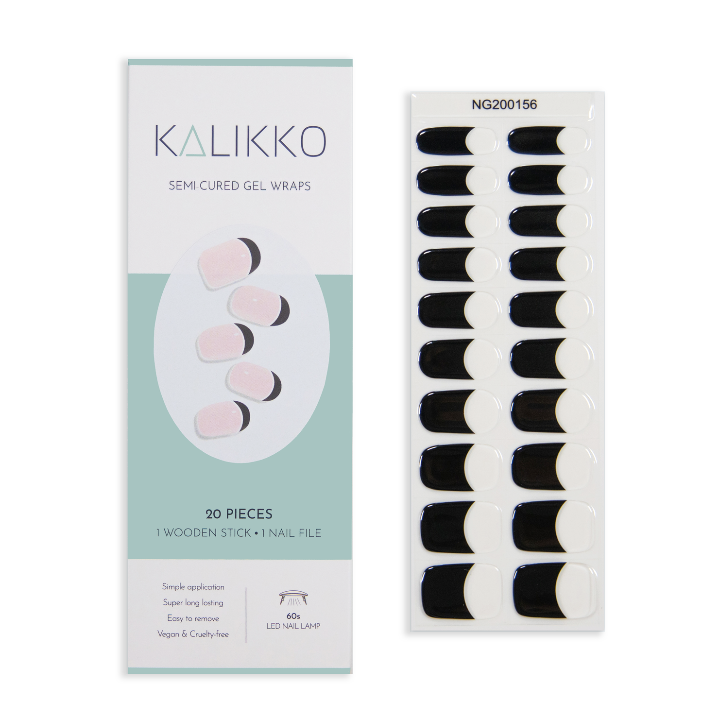 Black Tie | Semi-Cured Gel Nail Wraps