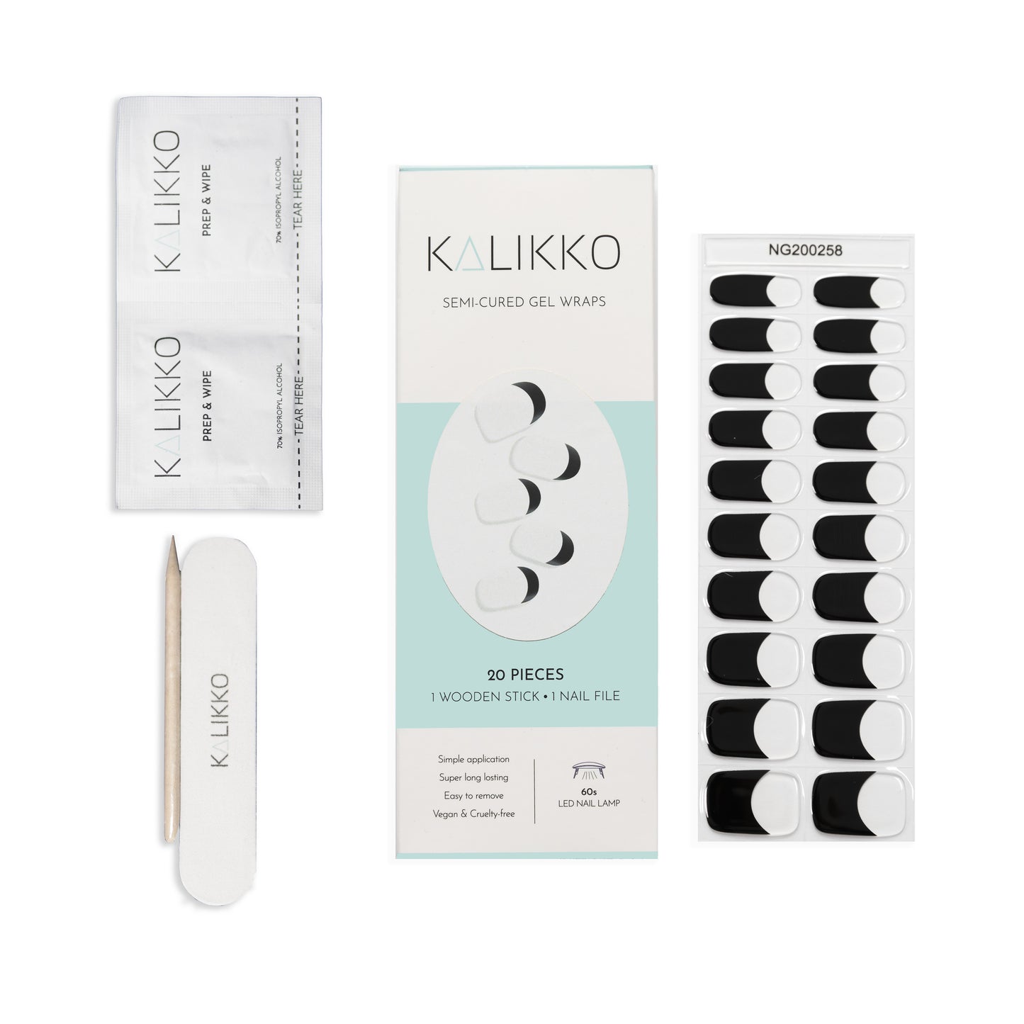 Noir French  | Semi-Cured Gel Nail Wraps