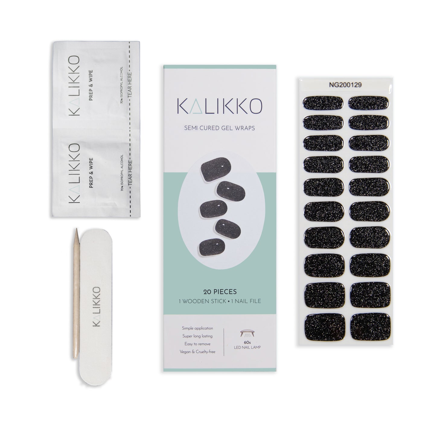 Black Shimmer | Semi-Cured Gel Nail Wraps