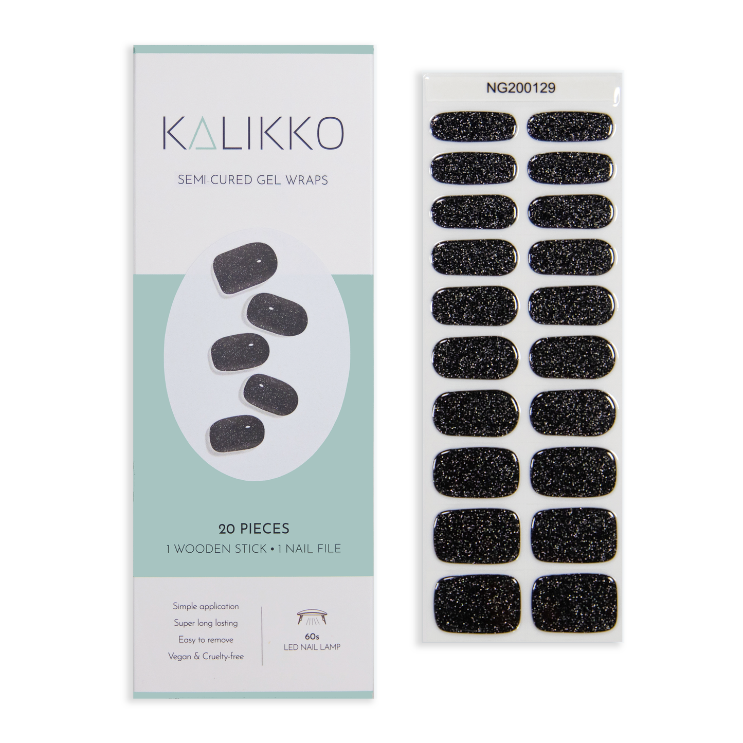 Black Shimmer | Semi-Cured Gel Nail Wraps