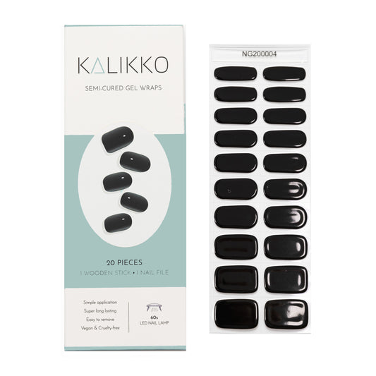 Jet Black | Semi-Cured Gel Nail Wraps