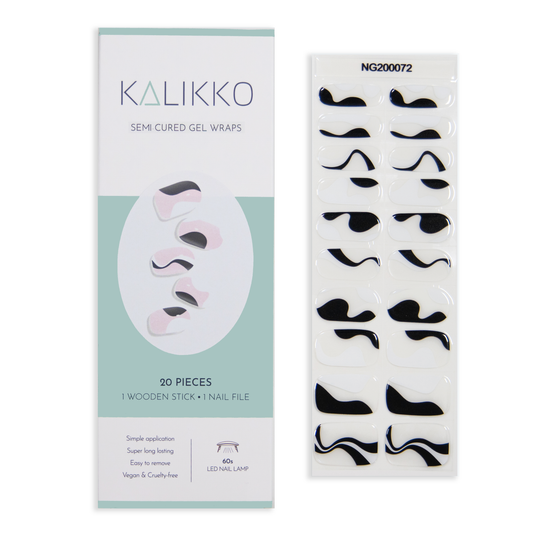 Monochrome Swirl | Semi-Cured Gel Nail Wraps