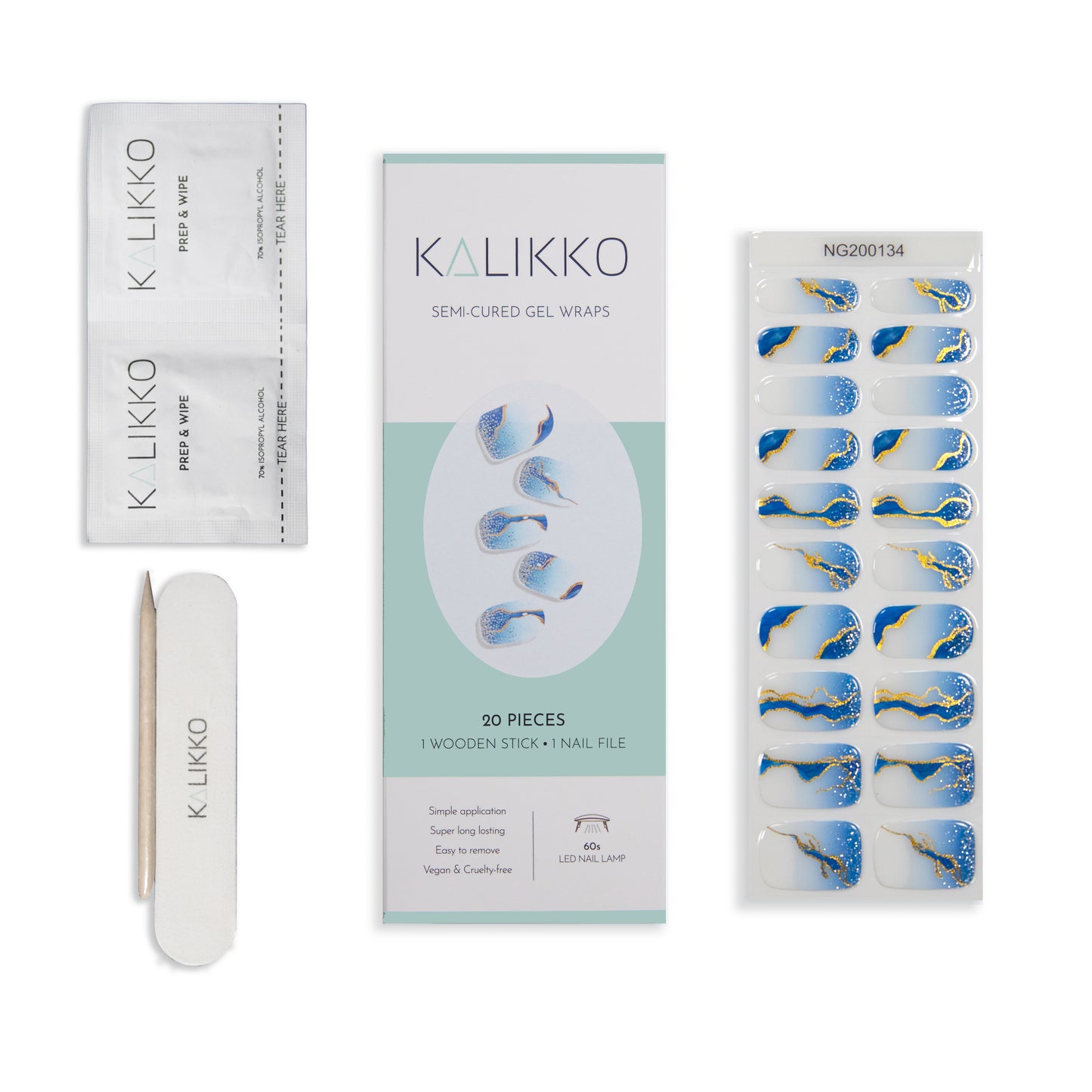 Blue Marble | Semi-Cured Gel Nail Wraps