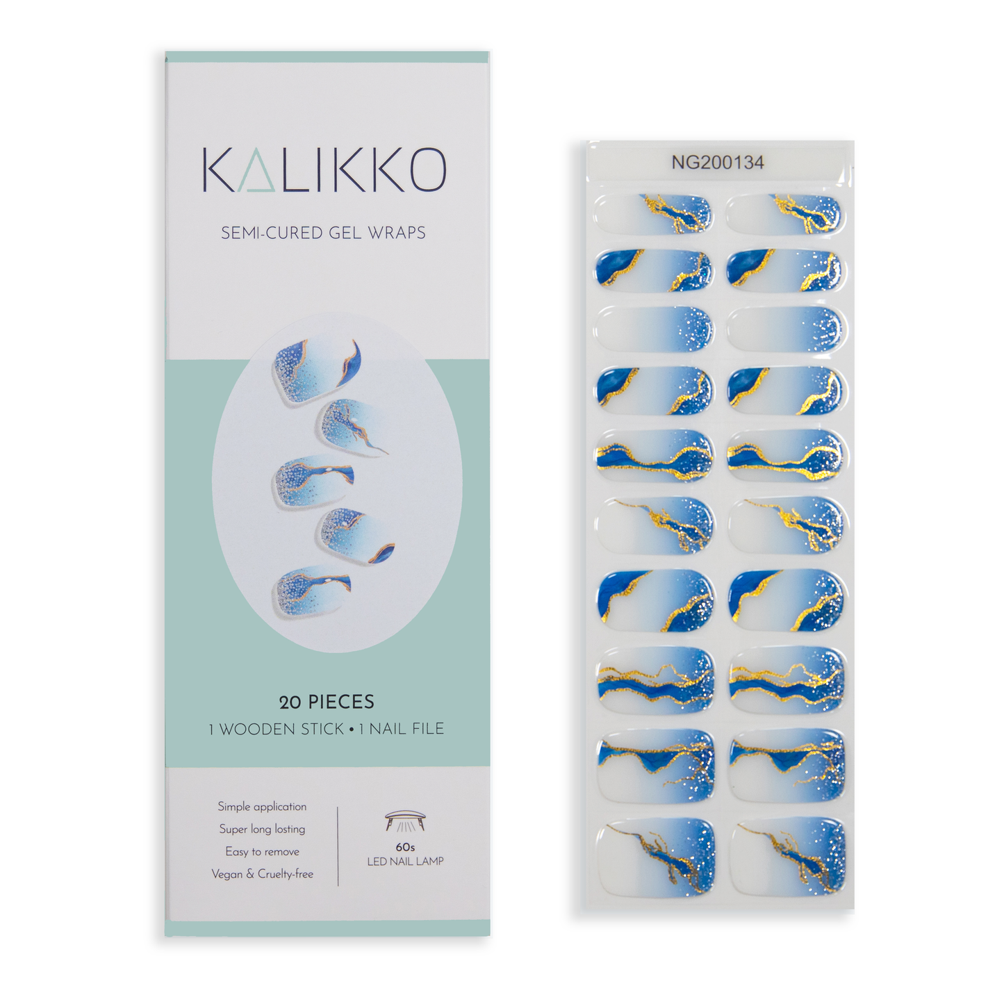 Blue Marble | Semi-Cured Gel Nail Wraps