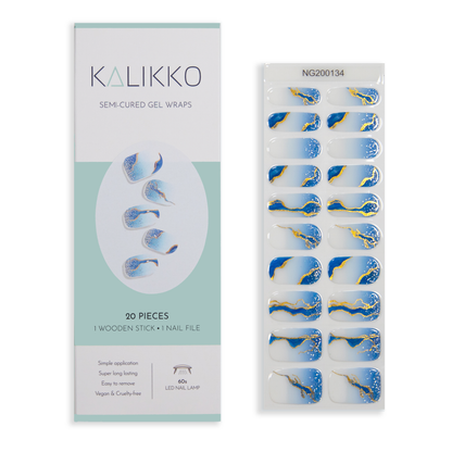 Blue Marble | Semi-Cured Gel Nail Wraps