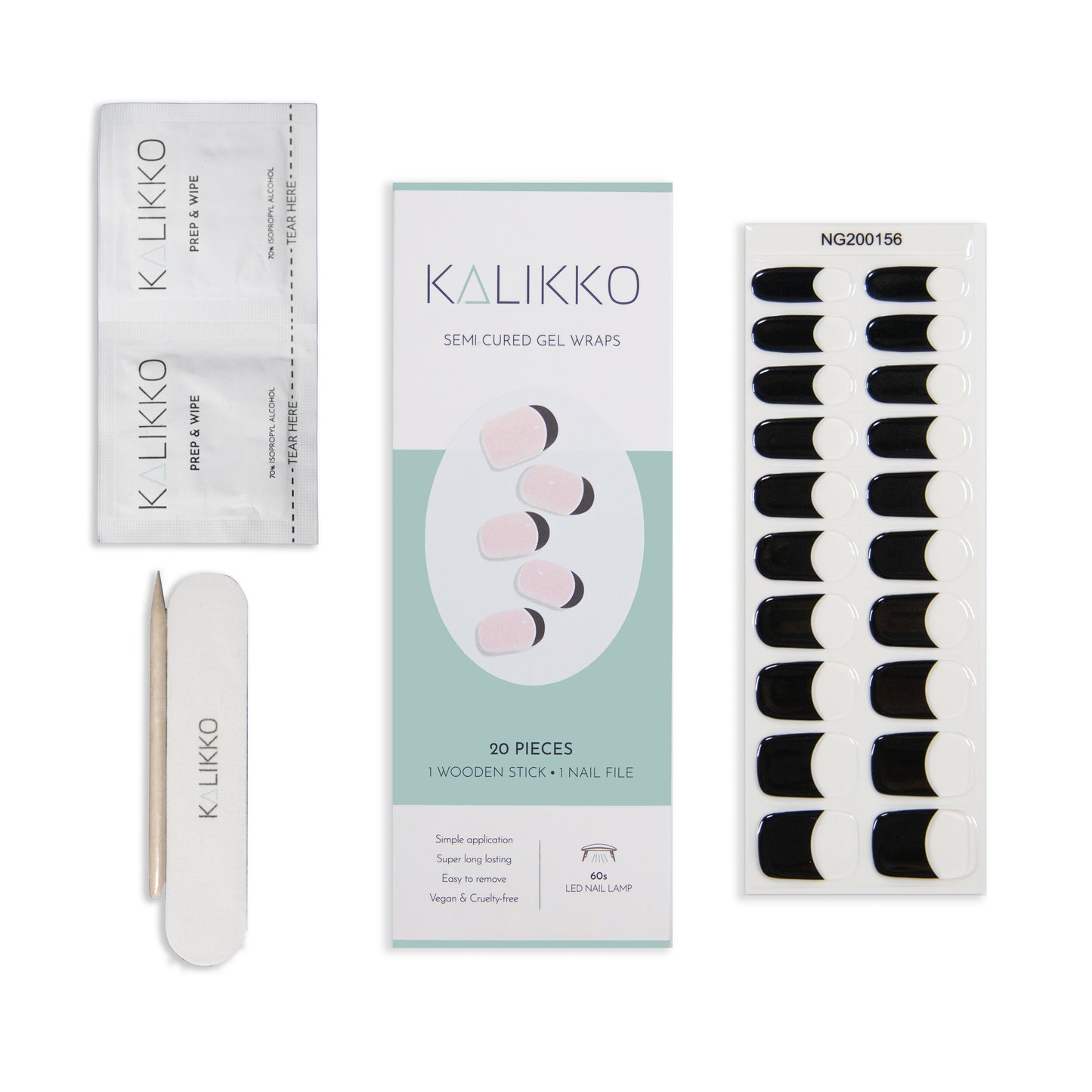 Black Tie | Semi-Cured Gel Nail Wraps