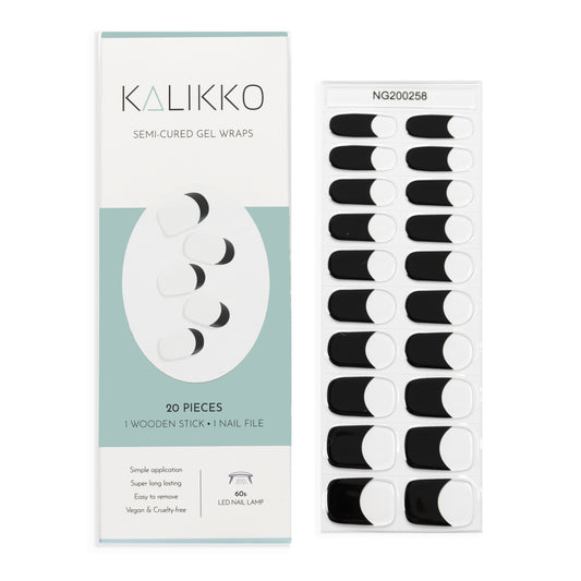 Noir French  | Semi-Cured Gel Nail Wraps